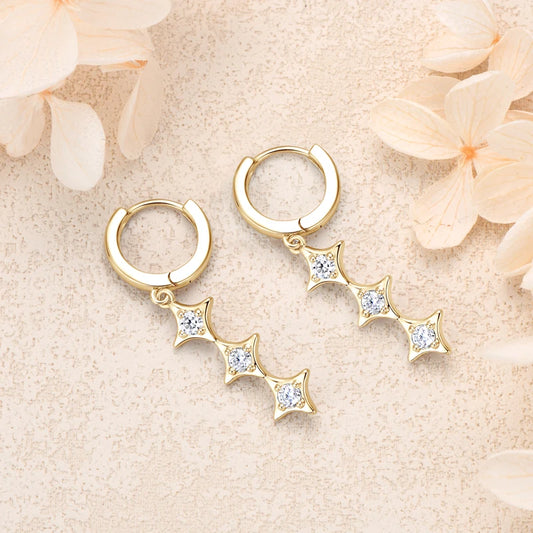 Lucky Star Moissanite Drop Earrings