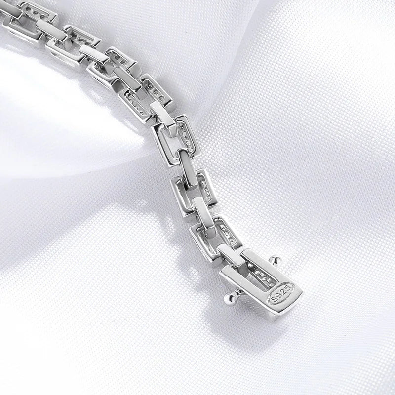 Luxury Hip Hop 925 Sterling Silver Chain Moissanite Cuban Bracelet