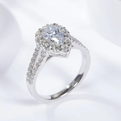 S925 Pear Cut 1.74ct Moissanite Ring