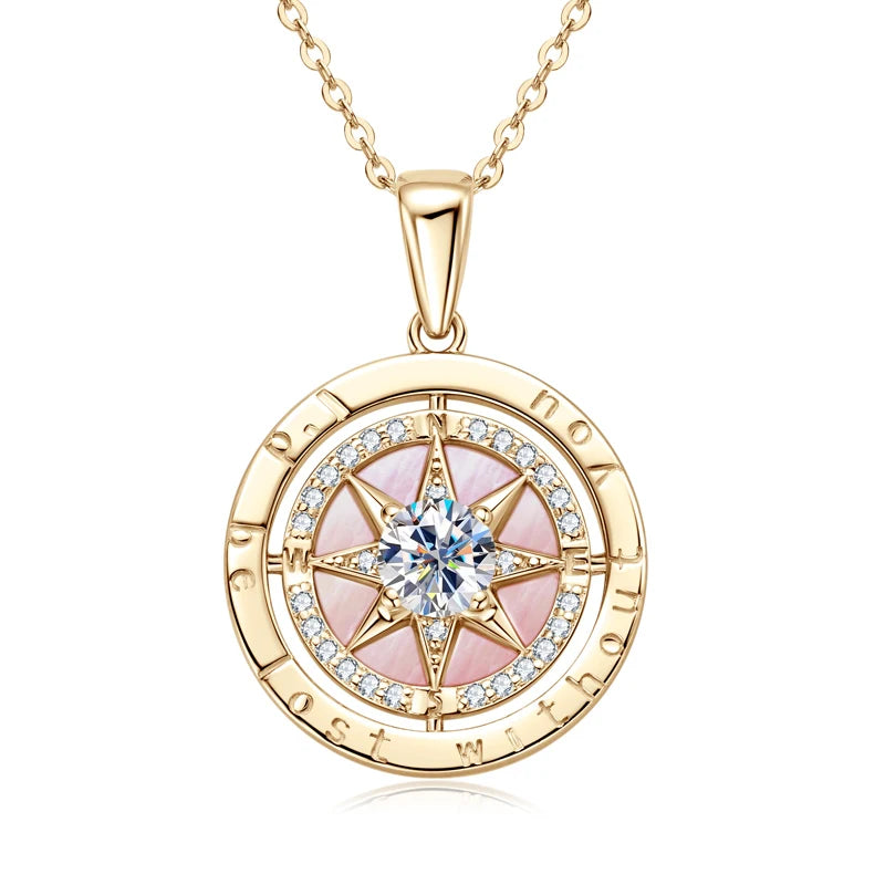 Exquisite Compass Cubic Zirconia Pendant Necklaces