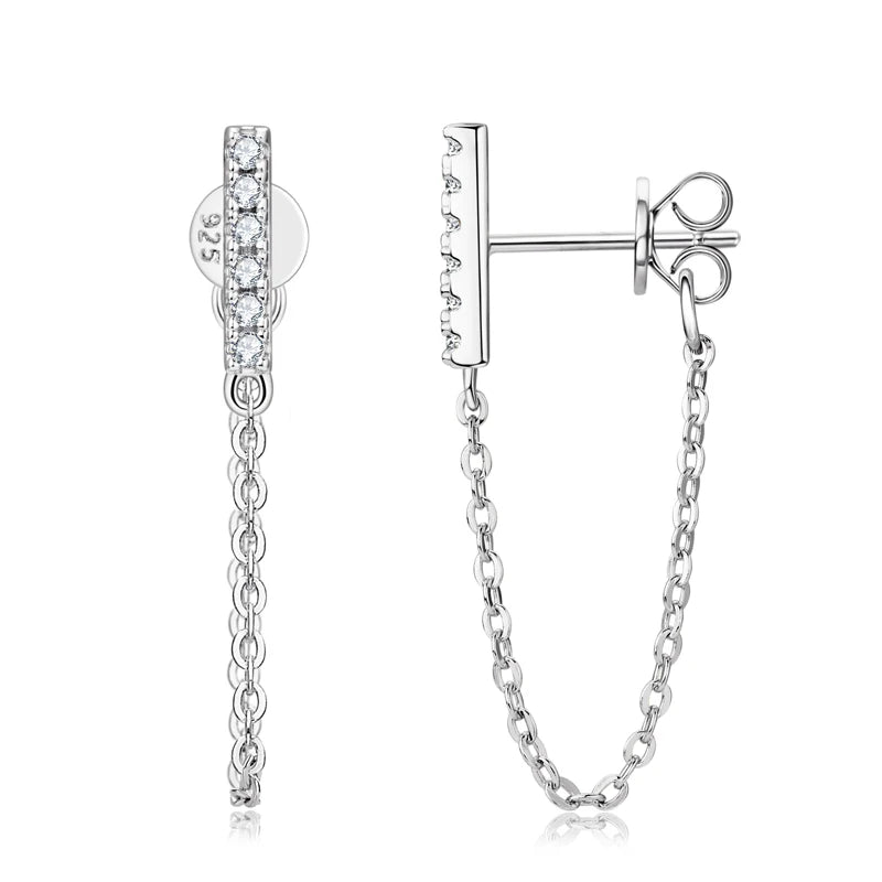 Dairy Jewelry 1.4mm Pave Setting Moissanite Chain Tassel Earrings