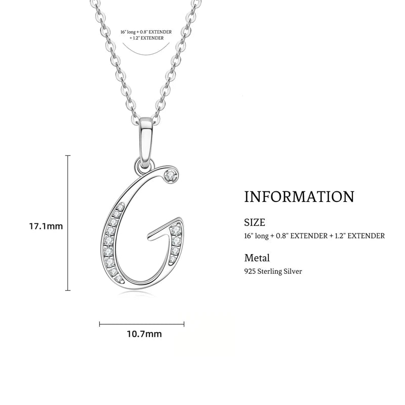 A-Z Alphabet Initial Letter Moissanite Pendant Necklaces