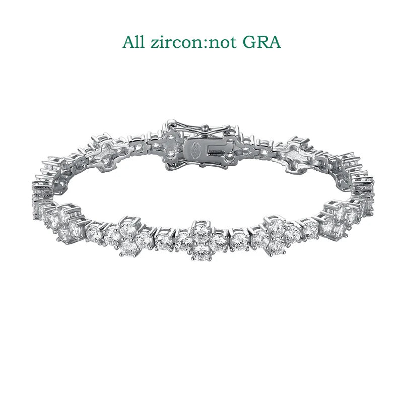 Sparkling 925 silver 3mm Cross Zircon moissanite Tennis Bracelets