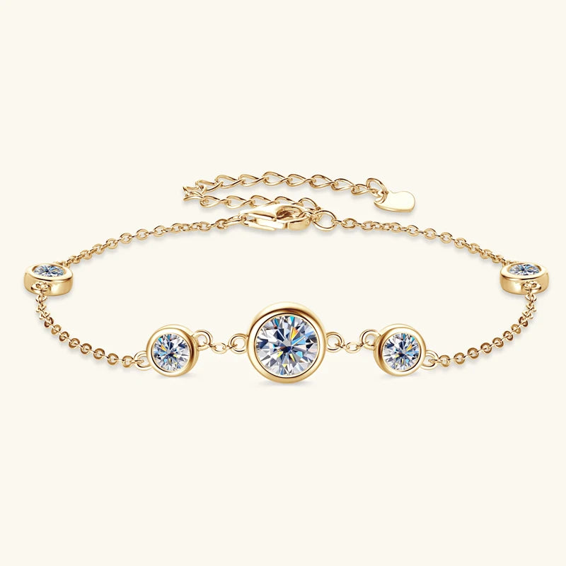 Bubble Gold Plated 925 Silver Moissanite Bracelets