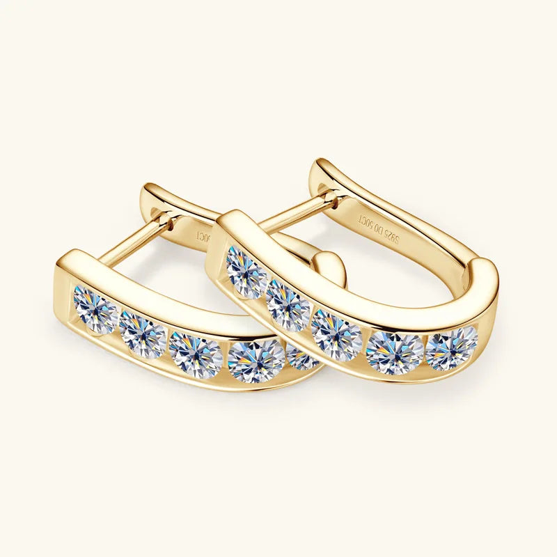 Luxury Daily Jewelry 18k Plated 1cttw Moissanite Hoop Earrings