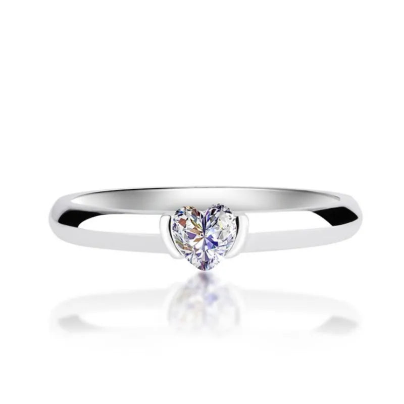 Heart Shaped 925 Rose Gold 0.5ct Moissanite Ring