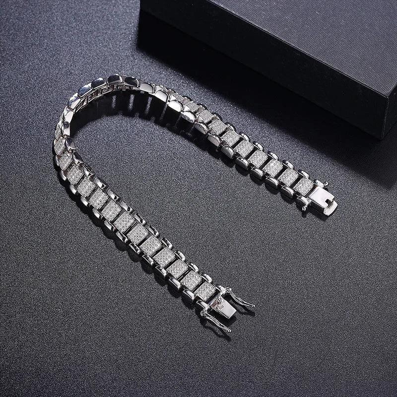 Cuban Hip Hop 925 Silver 10mm Moissanite Cuban Bracelets