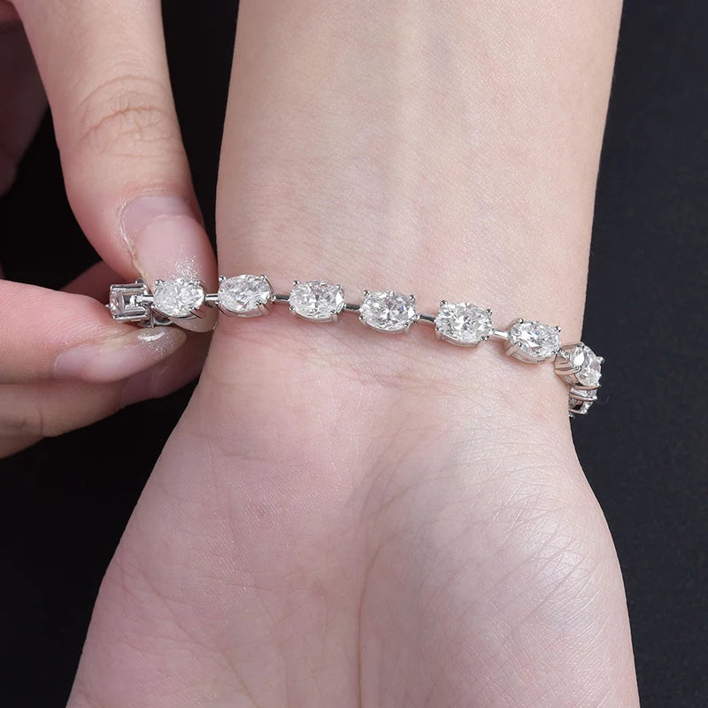 Luxury 5*7m925 silver 1ct Oval Cut Moissanite Tennis Bracelets