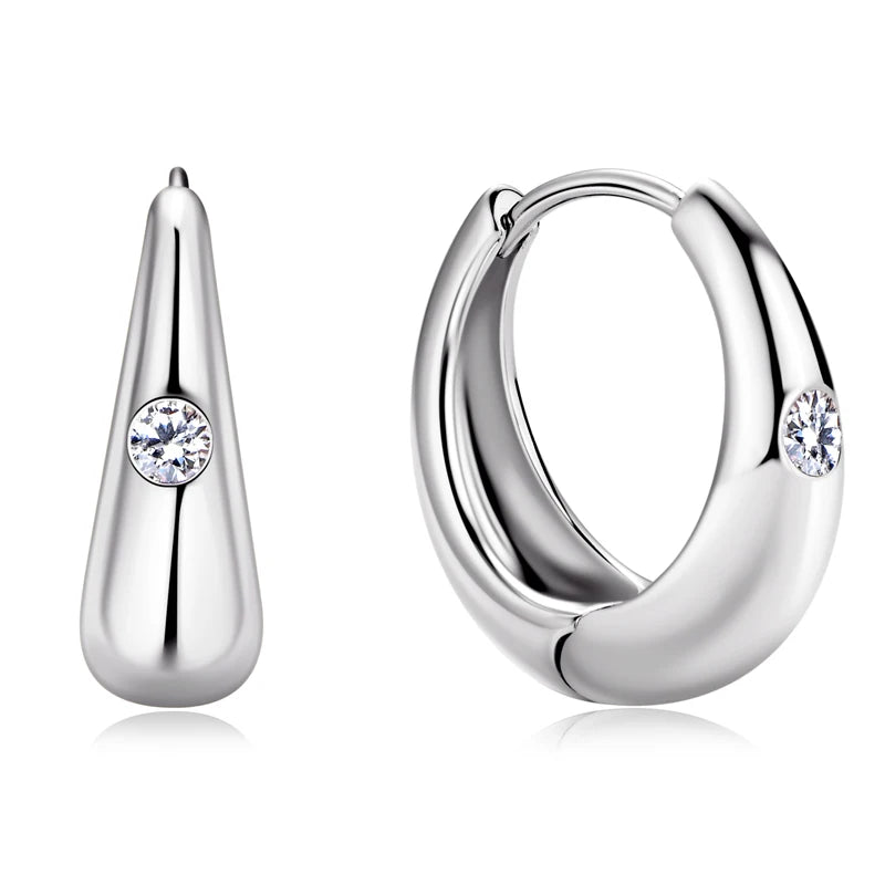 Exquisite Chunky Dome Moissanite Hoop Earrings