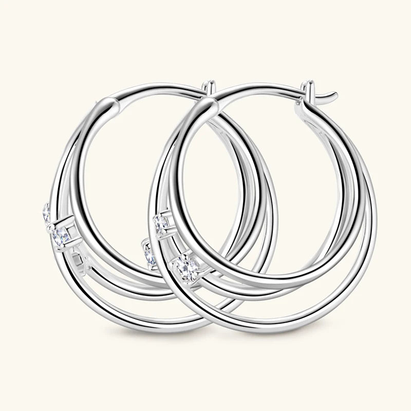 Exquisite Multilayer Earrings Moissanite Hoop Earring