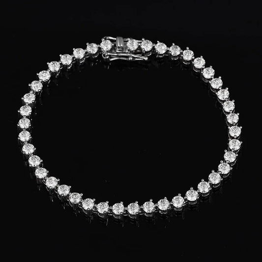 Luxury Chain S925 Silver Plated Platinum Zircon Moissanite Tennis Bracelets