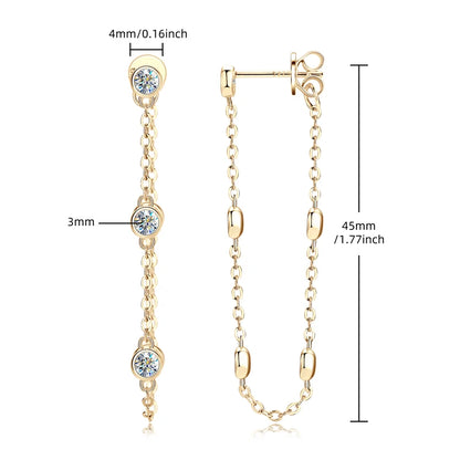 Long Chain Tassel Moissanite Drop Earrings