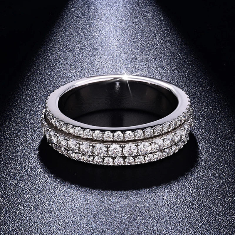 Luxury Round Moissanite Row Ring