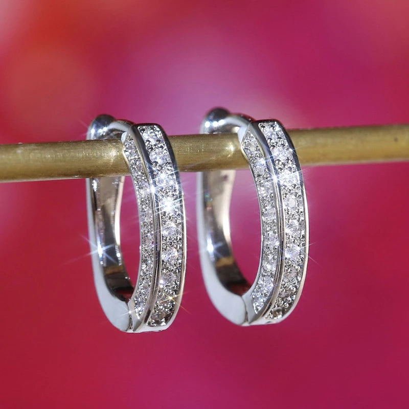 Sparkling 925 silver Huggie Moissanite Hoop Earrings