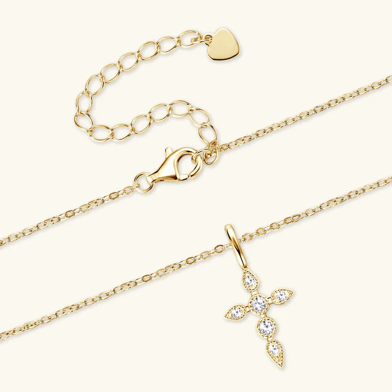 Christian Moissanite Cross Pendant Necklace