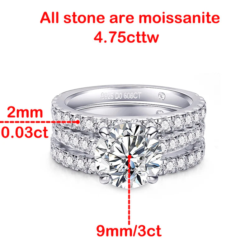 Sparkling Luxury tcw4.75ct Round cut Moissanite Row Ring