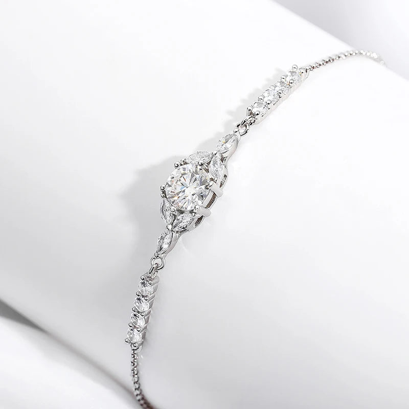 Daily Jewelry 925 Silver Round Cut 1ct Moissanite Bracelets