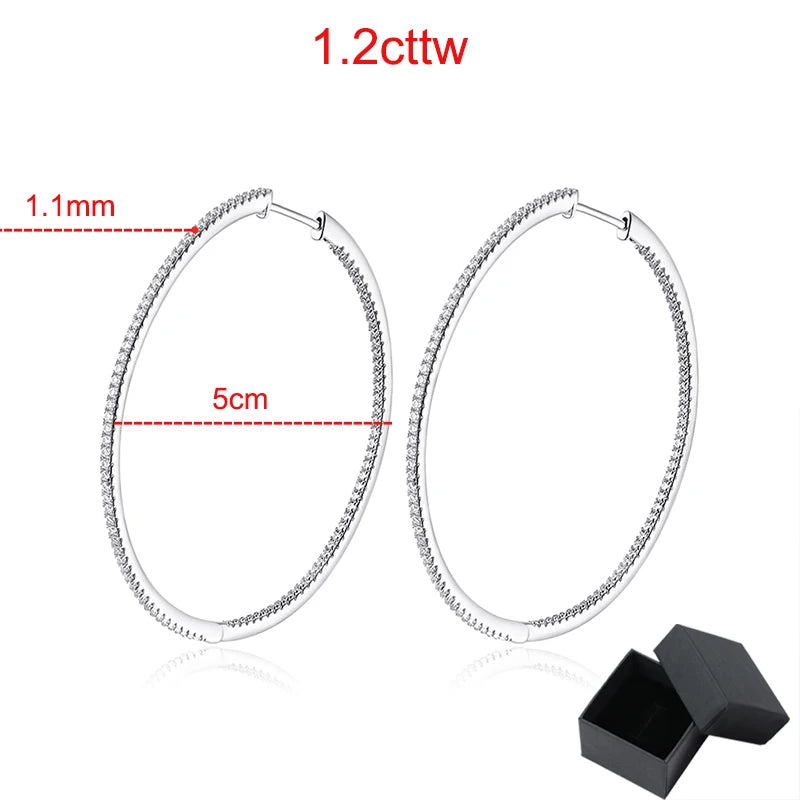 Daily Jewelry 18k Plated 1.2cttw 1.1mm Moissanite Hoop Earrings