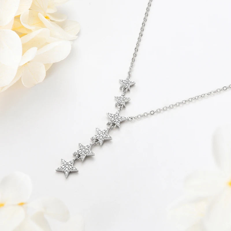 Star Shaped 925 Silver Moissanite Necklaces