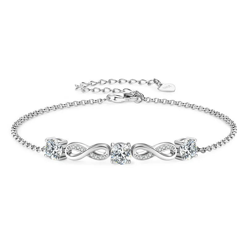 Infinity Moissanite Adjustable Chain Bracelets