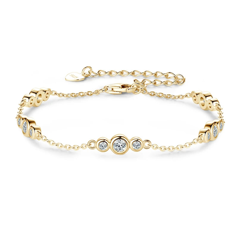 Bubble Gold Plated 925 Silver Moissanite Bracelets