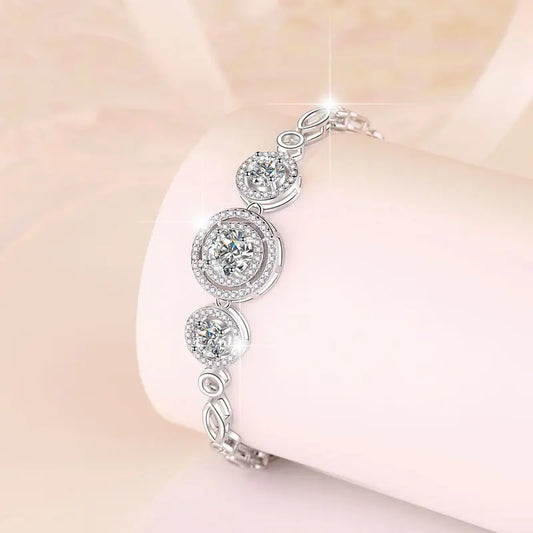 Halo Luxury 925 silver 2ct Moissanite Bracelets