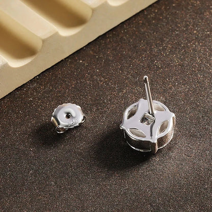 Princess Round Moissanite Stud Earrings