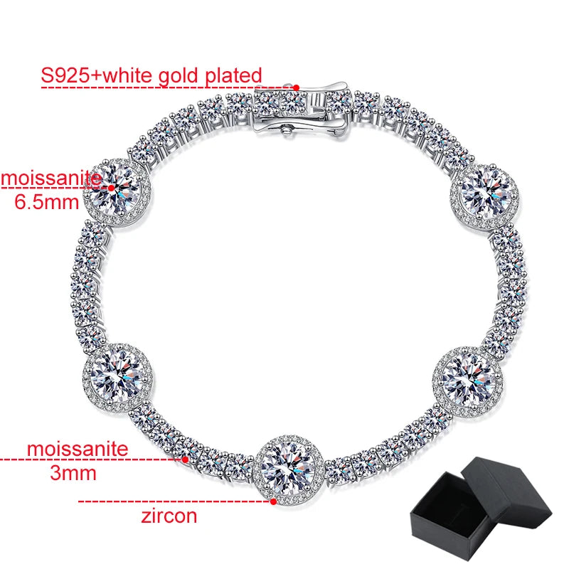 Luxury Sparkling 925 Sterling Silver 8.3-9.1ct  Moissanite Tennis Bracelets