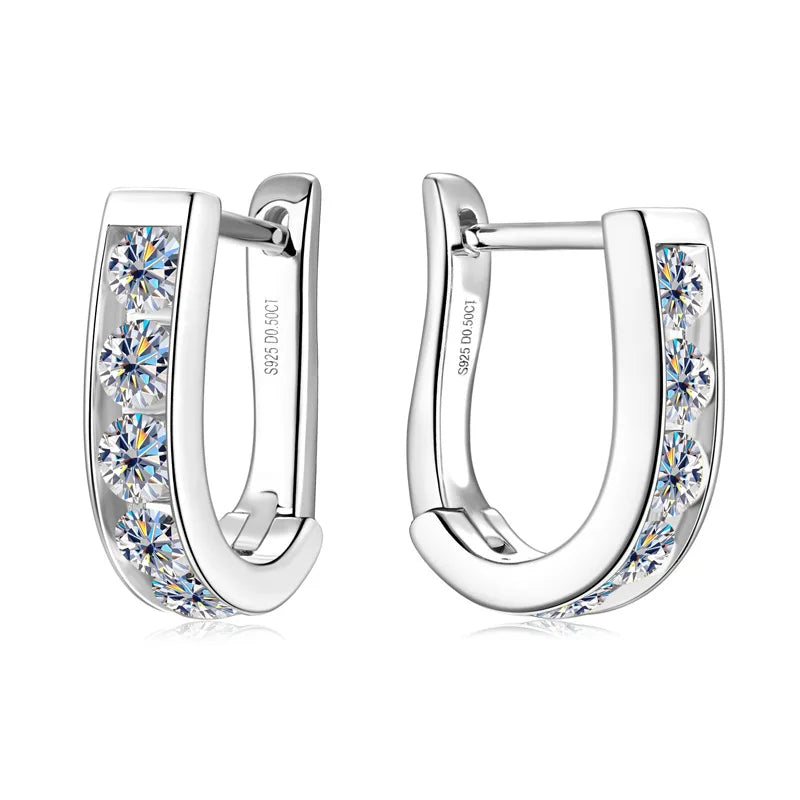 Luxury Daily Jewelry 18k Plated 1cttw Moissanite Hoop Earrings