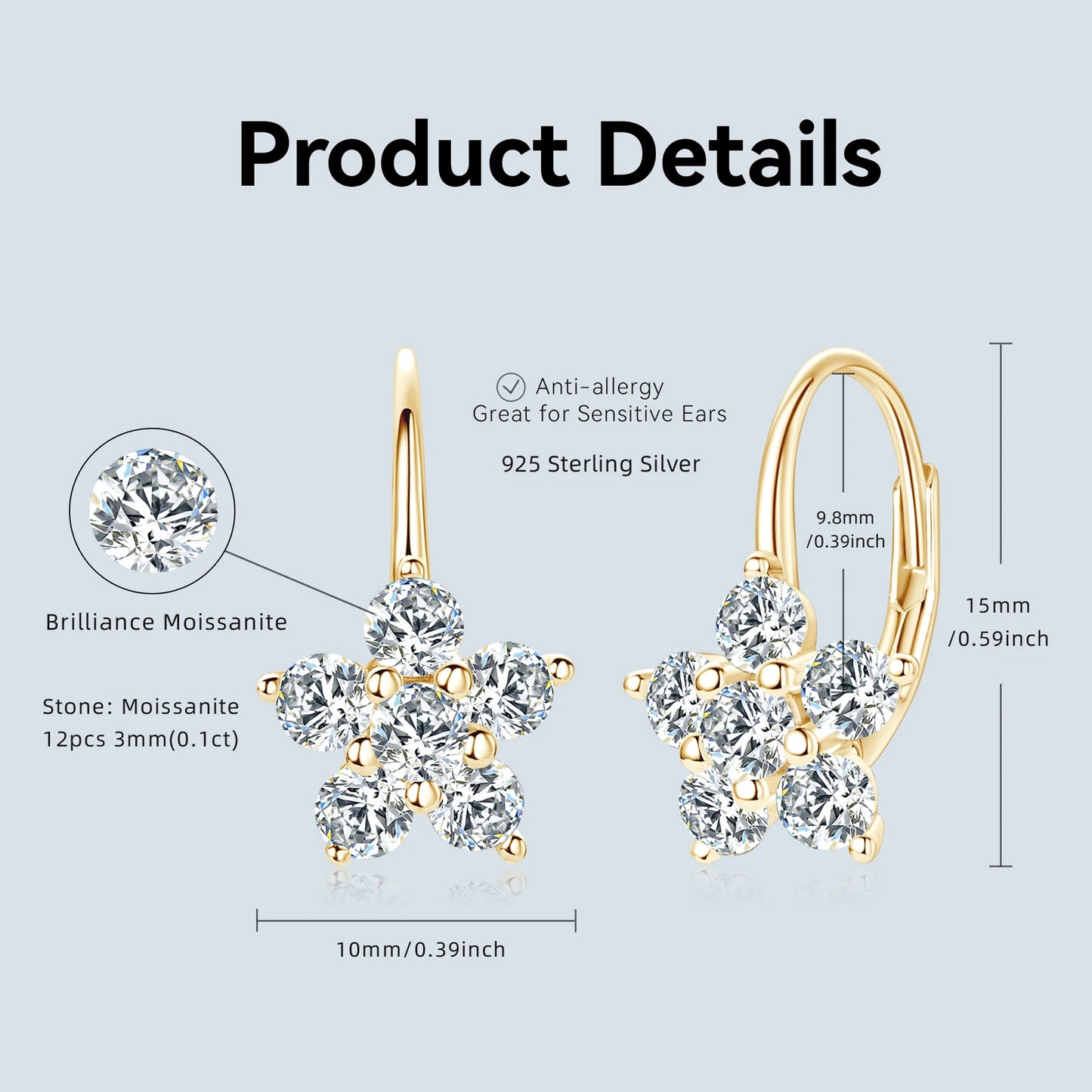 Daily Jewelry Star Moissanite Hoop Earrings