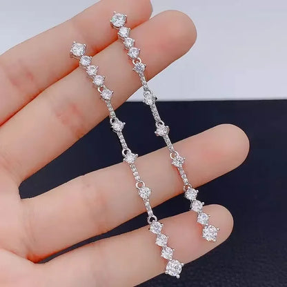 Xylia 925 流蘇 6ct 莫桑石耳環