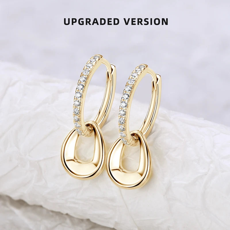 Round cut 925 gold Moissanite Hoops Earrings