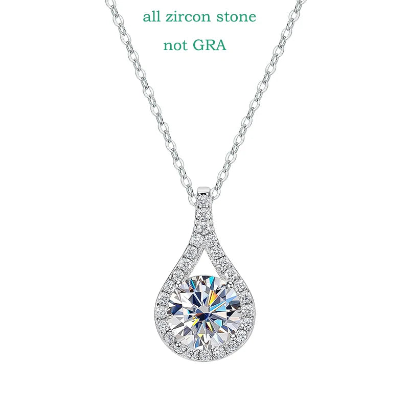 Sparkling Luxury 925 silver 1-5ct Moissanite Drop Necklace