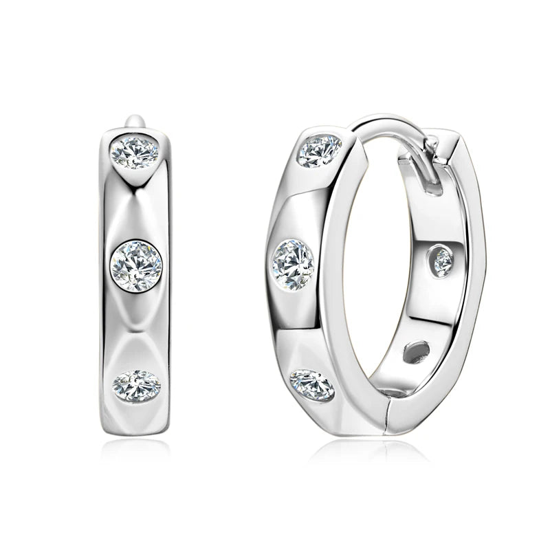 Ohrringe Silber Moissanite Huggies Hoop Earrings