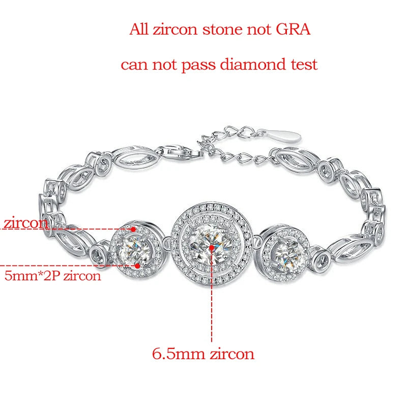 Halo Luxury 925 silver 2ct Moissanite Bracelets