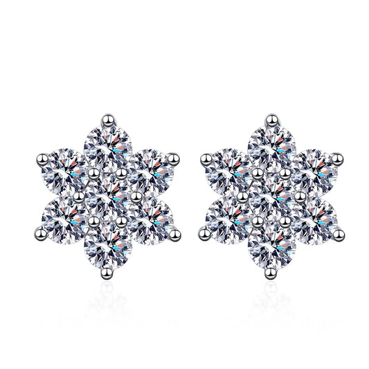 Flowers Shaped Total 1.4ct 3mm Moissanite Studs Earring