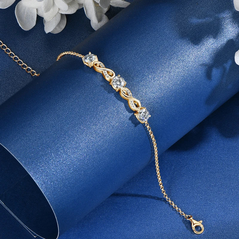 Infinity Moissanite Adjustable Chain Bracelets