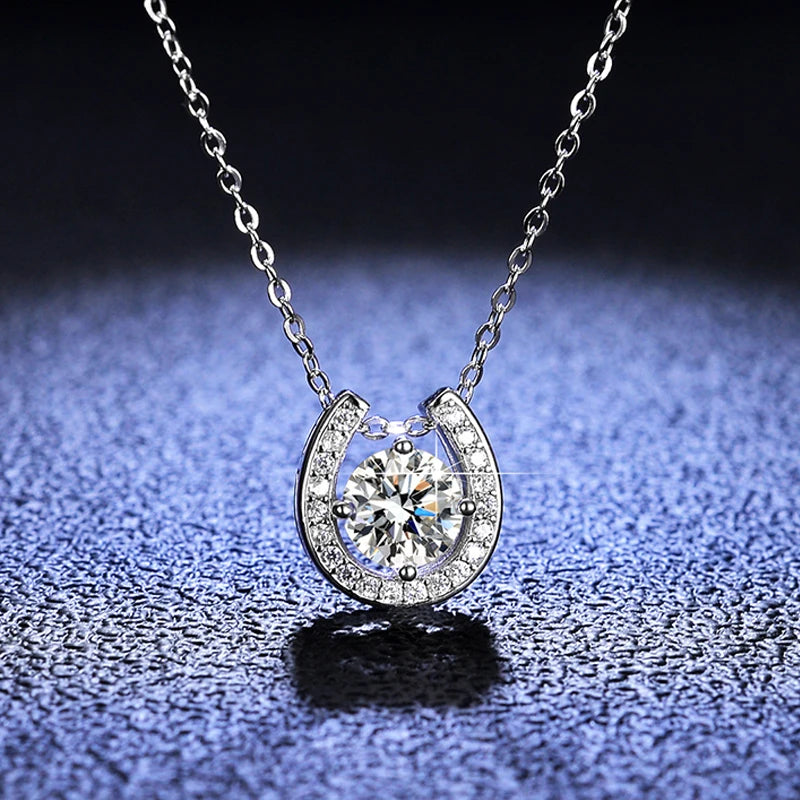 Daily Jewelry Heart S925 Sterling Silver Plated 0.5ct-1ct Moissanite Necklace