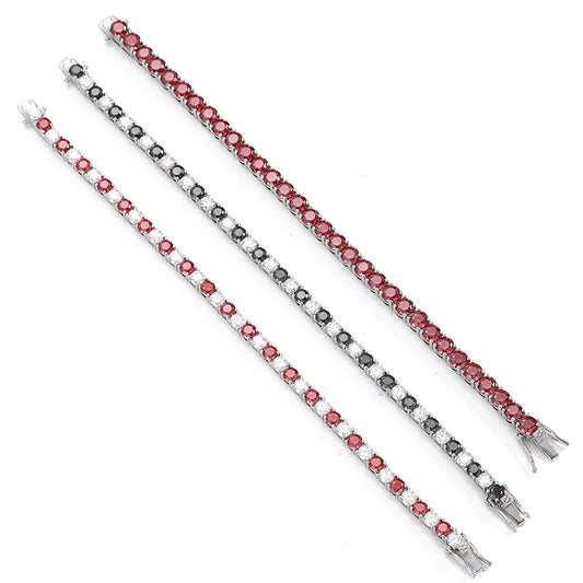 White Black Red 925 silver 3/4/5/6.5mm Moissanite Tennis Bracelet