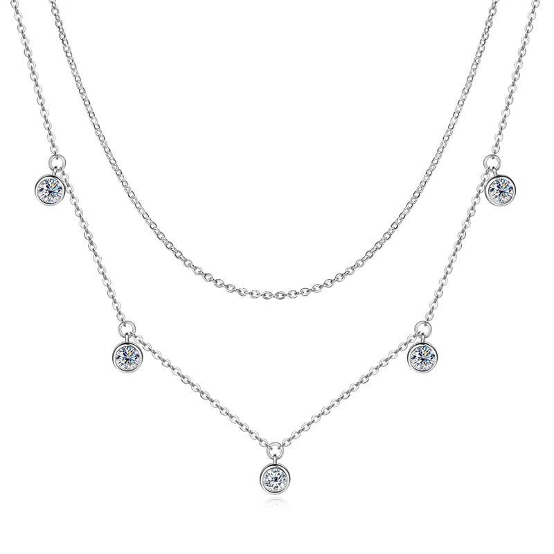 Lynn's Moissanite Double Chain Necklaces