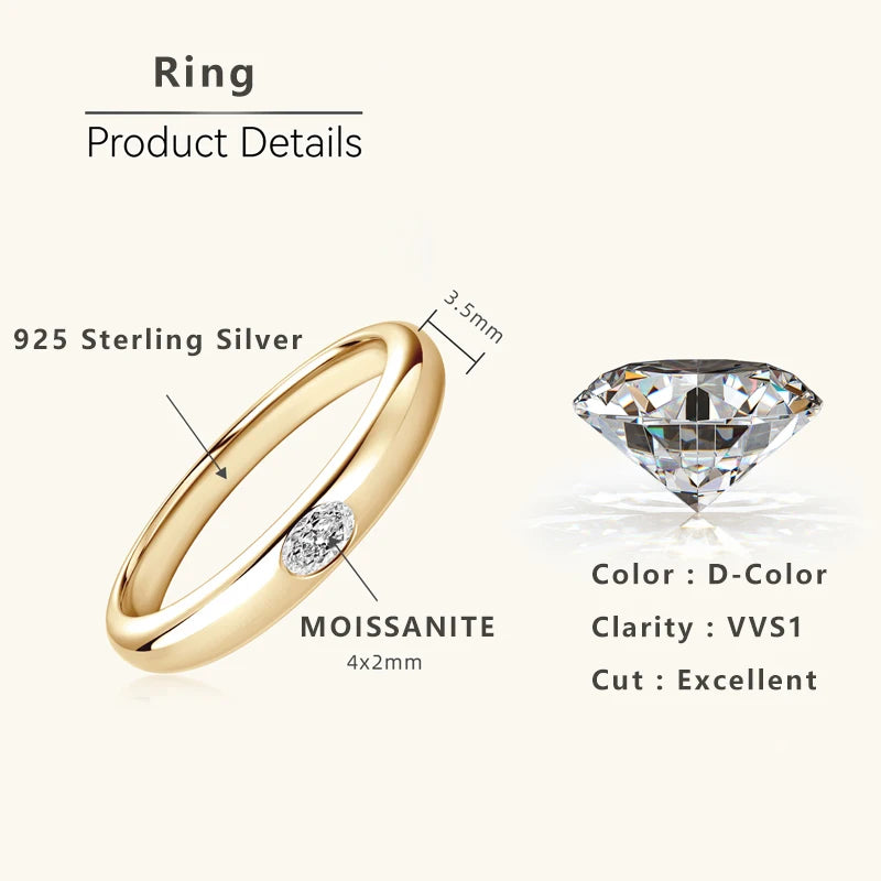 Daily Jewelry 0.1ct Oval Moissanite Eternity Rings