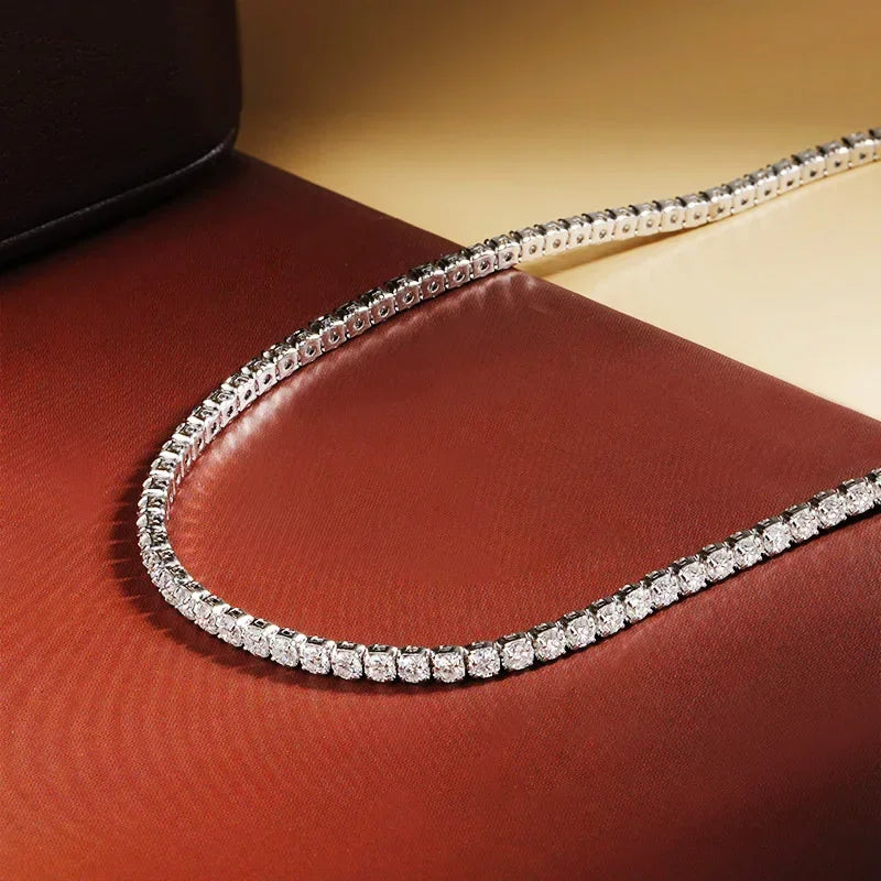 Classic Cuban Zirconia Moissanite Tennis Necklace