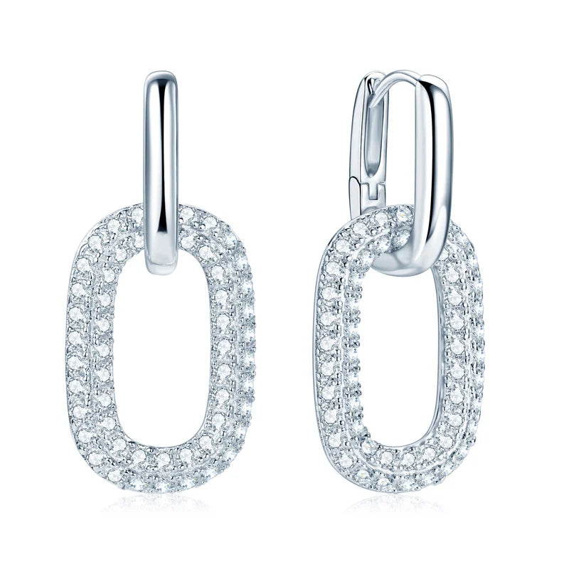 Pendientes Plata Double Circel Shiny Moissanite Earrings