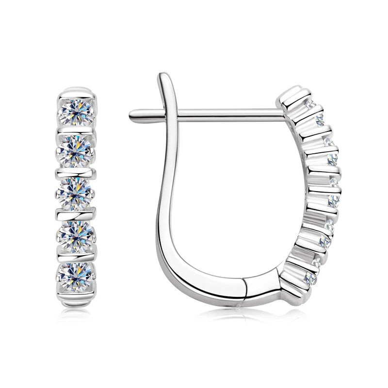 Luxury Round Cut Moissanite U-Shape Hoop Earrings