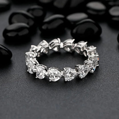 925 Heart Cut Row Ring