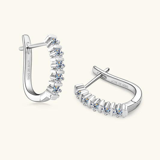 Luxury Round Cut Moissanite U-Shape Hoop Earrings