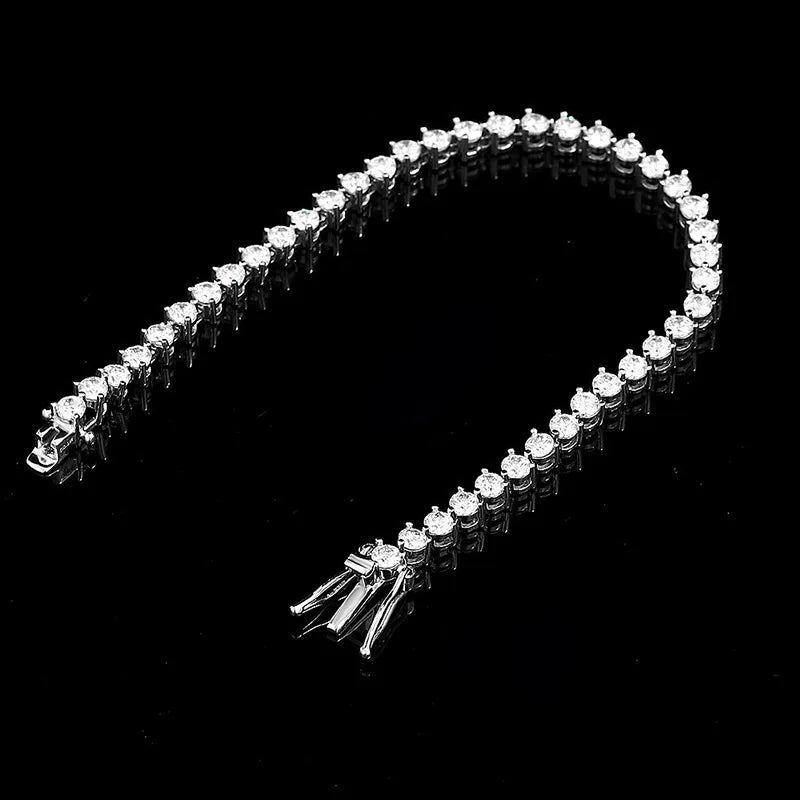 Luxury Chain S925 Silver Plated Platinum Zircon Moissanite Tennis Bracelets