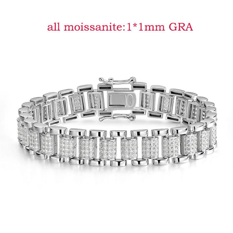 Cuban Hip Hop 925 Silver 10mm Moissanite Cuban Bracelets