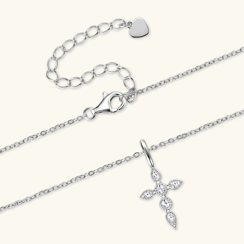 Christian Moissanite Cross Pendant Necklace