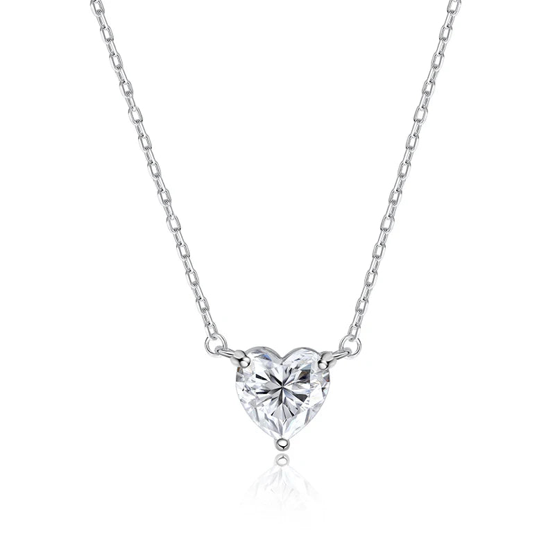 18k Gold Plated 925 Silver Heart Cut 1CT 2CT 3CT Moissanite Necklaces